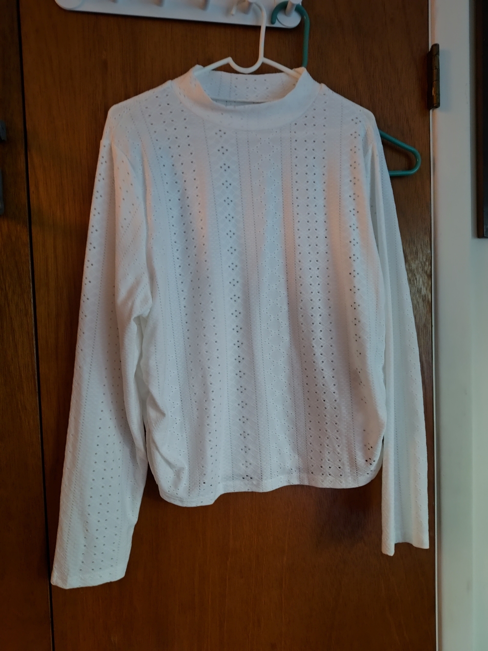 Classic White Eyelet Long-Sleeve Top